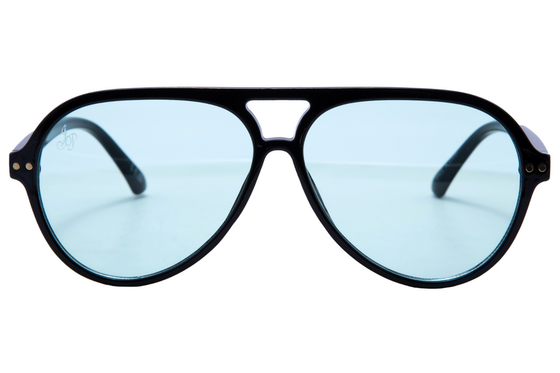 BLACK ROUND FRAME WITH GREEN LENSES