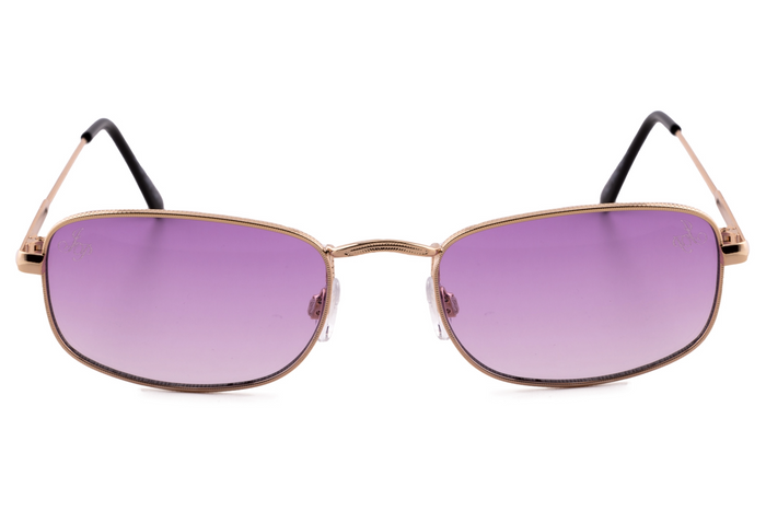 GOLD RECTANGLE FRAME WITH PURPLE LENSES