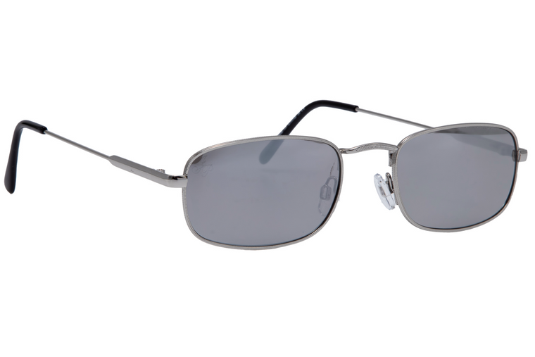 SILVER RECTANGLE FRAME WITH SILVER MIRROR LENSES