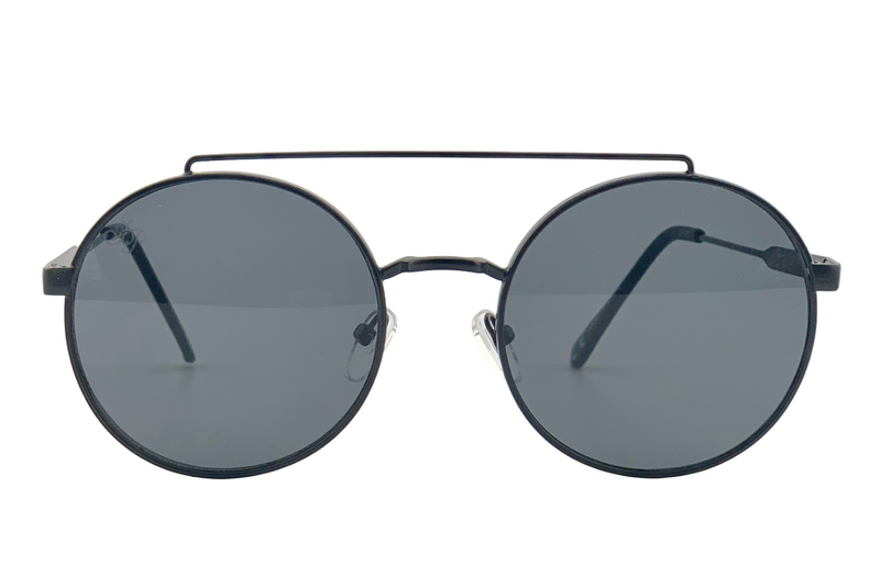 BLACK ROUND FRAME WITH GREY LENSES