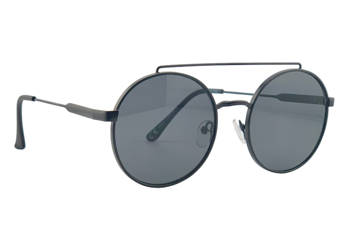 BLACK ROUND FRAME WITH GREY LENSES