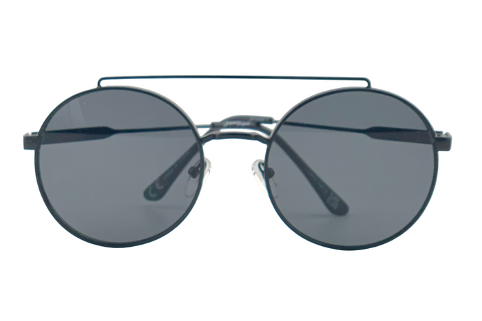 BLACK ROUND FRAME WITH GREY LENSES