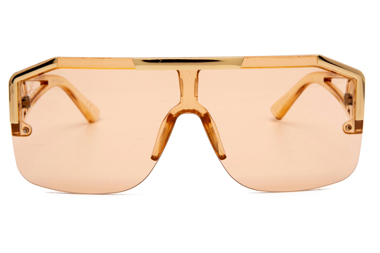 LARGE SQUARE VISOR IN BEIGE AND GOLD
