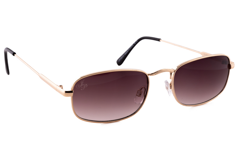 GOLD RECTANGLE FRAME WITH BROWN GRAD LENSES