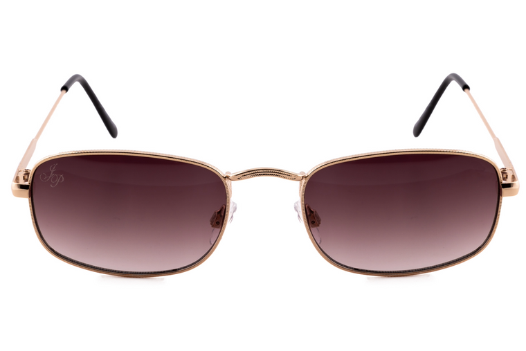 GOLD RECTANGLE FRAME WITH BROWN GRAD LENSES