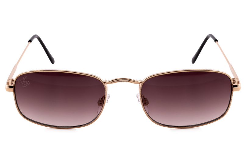 GOLD RECTANGLE FRAME WITH BROWN GRAD LENSES