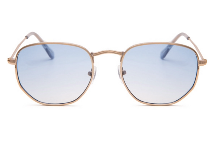 HEXAGON STYLE IN GOLD WITH BLUE LENSES