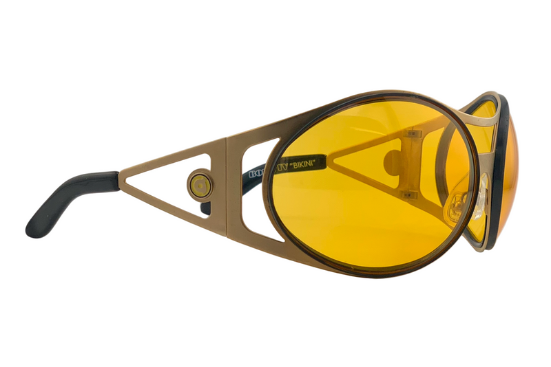 GOLD ROUND VISOR FRAME WITH YELLOW LENSES