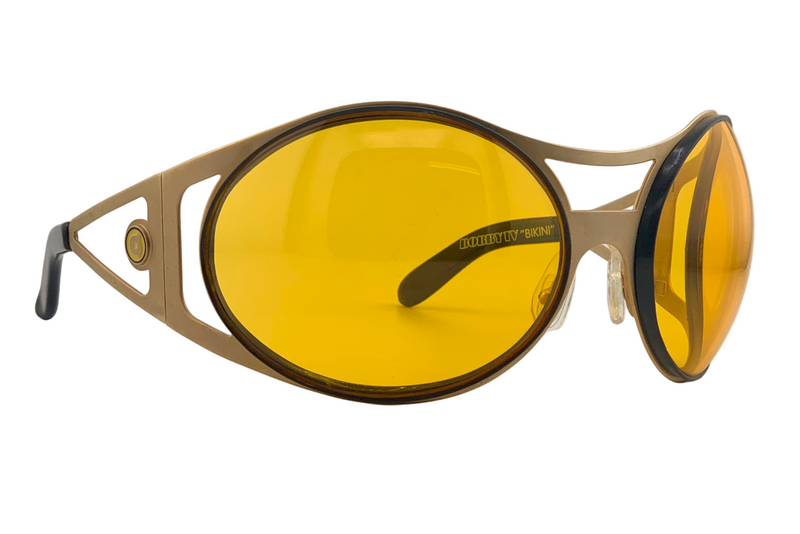 GOLD ROUND VISOR FRAME WITH YELLOW LENSES
