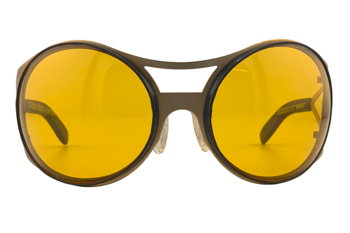 GOLD ROUND VISOR FRAME WITH YELLOW LENSES