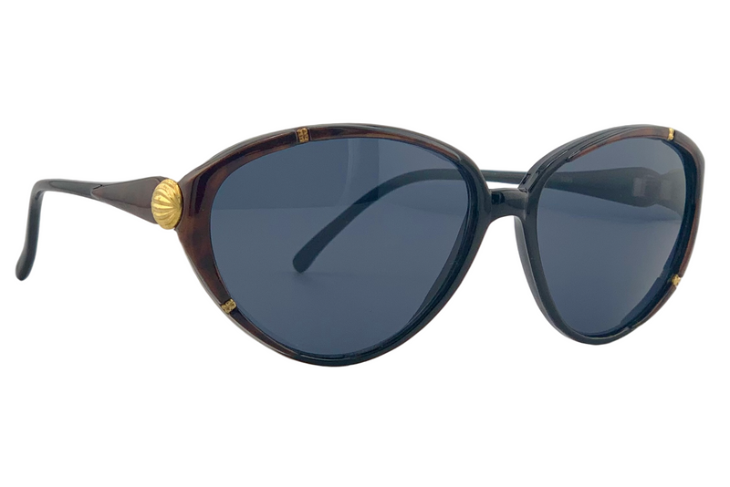 BROWN/GOLD CAT EYE FRAME WITH SMOKE LENSES