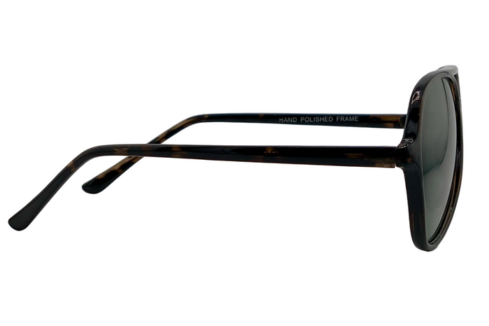 DARK BROWN TORT AVIATOR FRAME WITH GREEN LENSES