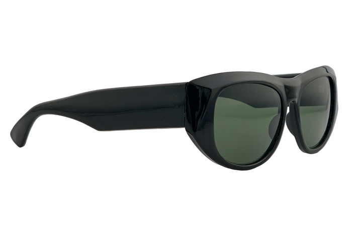 BLACK OVAL FRAME WITH GREEN LENSES