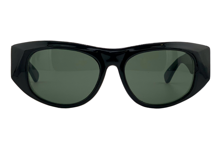 BLACK OVAL FRAME WITH GREEN LENSES