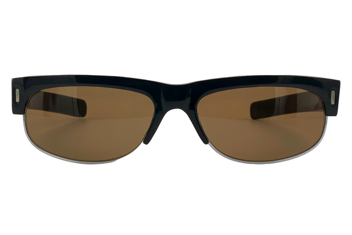 BLACK RECTANGLE FRAME WITH BROWN LENSES
