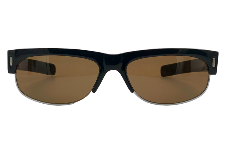 BLACK RECTANGLE FRAME WITH BROWN LENSES