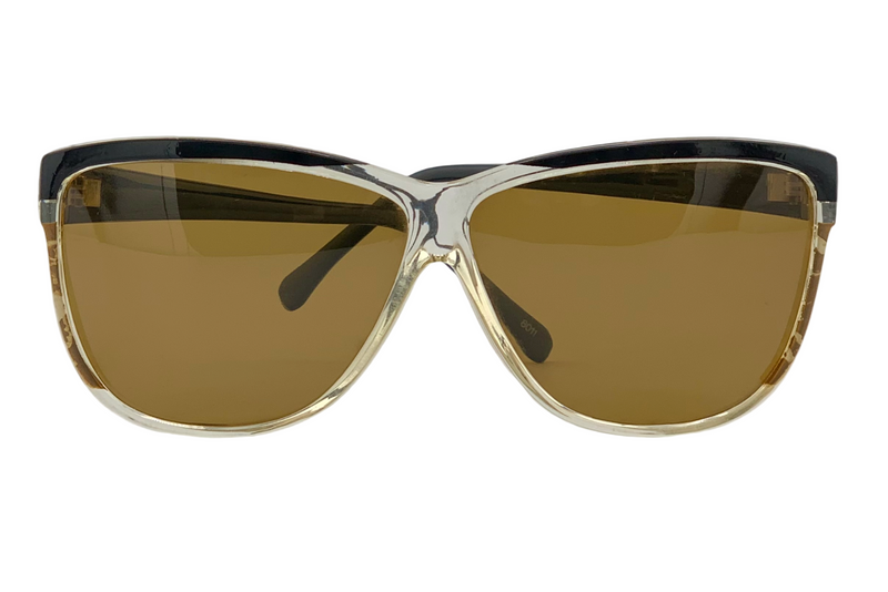 BLACK/CLEAR SQUARE FRAME WITH BROWN LENSES