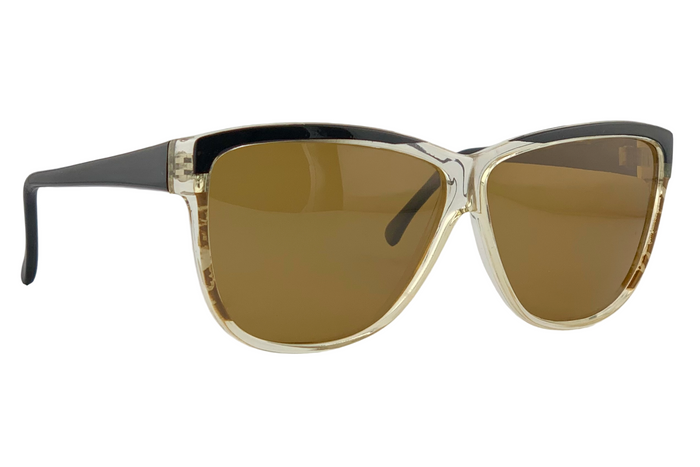 BLACK/CLEAR SQUARE FRAME WITH BROWN LENSES