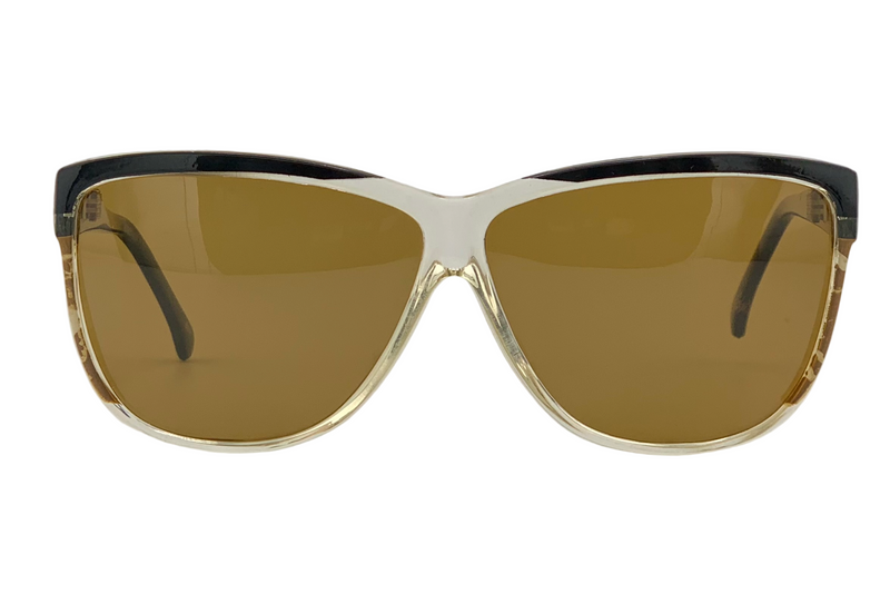 BLACK/CLEAR SQUARE FRAME WITH BROWN LENSES