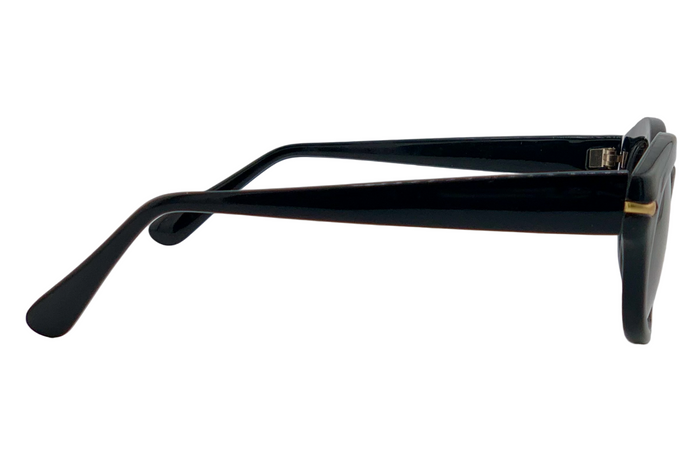 BLACK/GOLD CAT EYE FRAME WITH GREEN LENSES