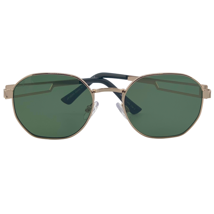 GOLD ROUND FRAME WITH GREEN LENSES