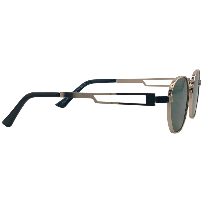 GOLD ROUND FRAME WITH GREEN LENSES