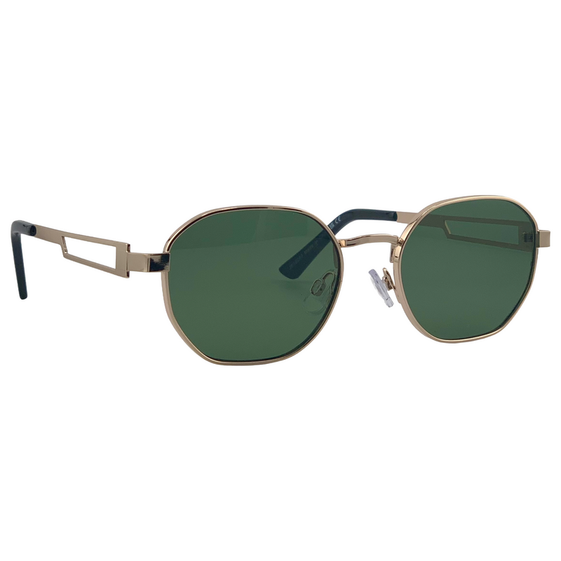 GOLD ROUND FRAME WITH GREEN LENSES