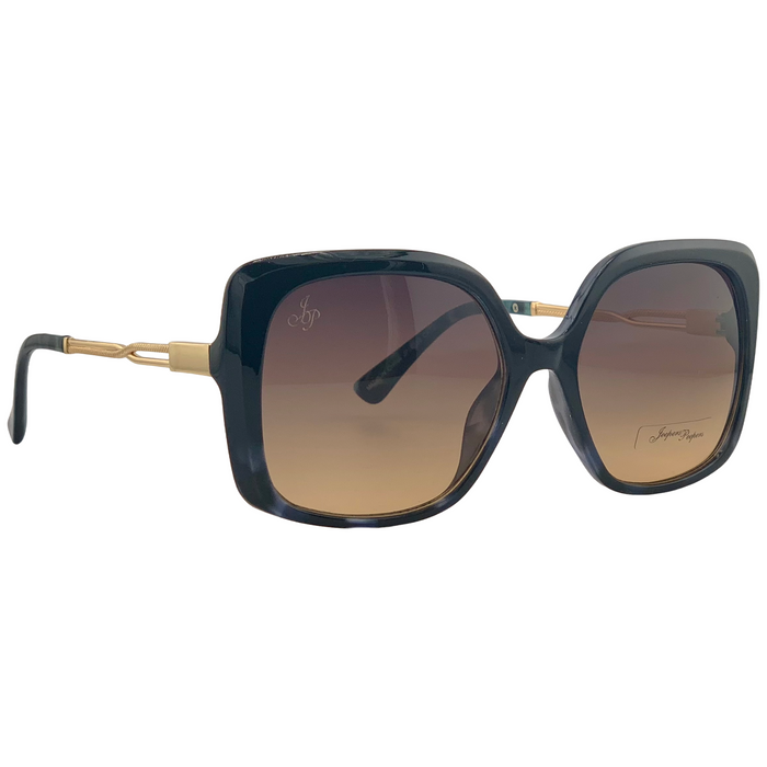 BLACK/BLUE SQUARE FRAME WITH BROWN LENSES