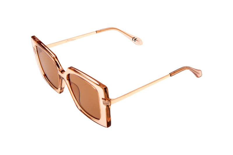 LARGE SQUARE TRANSLUCENT FRAMES WITH BROWN LENSES