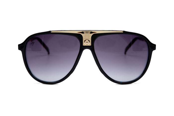 BLACK ROUND FRAME WITH PURPLE LENSES
