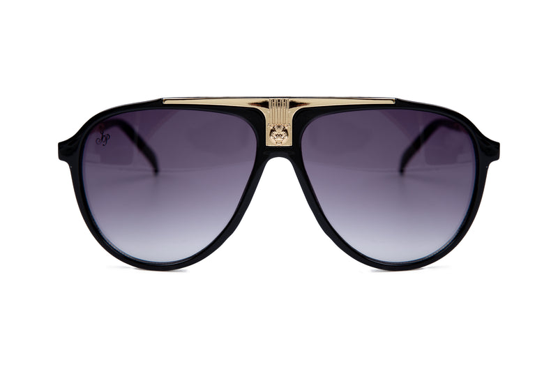 BLACK ROUND FRAME WITH PURPLE LENSES