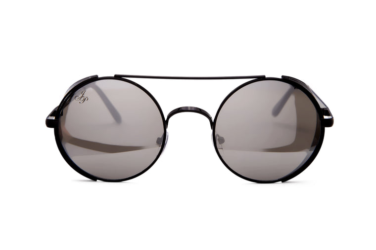 BLACK ROUND FRAME WITH MIRROR LENSES