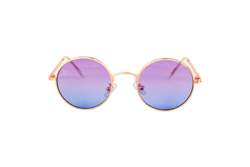 GOLD ROUND FRAME WITH PURPLE GRADIENT LENSES