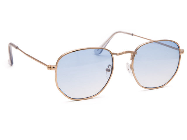 HEXAGON STYLE IN GOLD WITH BLUE LENSES