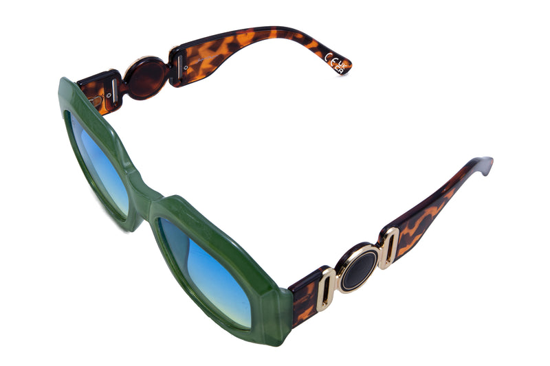 SQUARE CHUNKY GREEN FRAMES WITH TORT TEMPLES