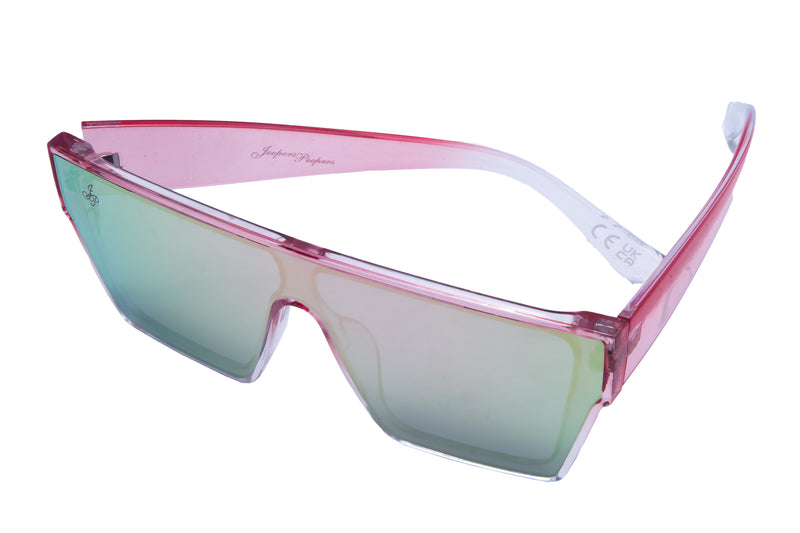 SQUARE FRAME IN PINK WITH PINK TO GREEN MIRROR LENSES