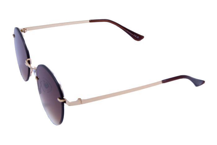 GOLD ROUND FRAME WITH BROWN LENSES