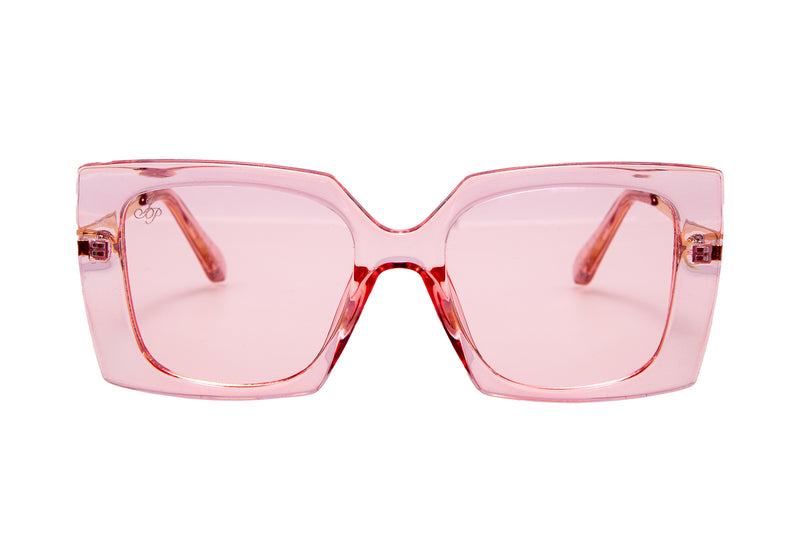 SQUARE PINK FRAME WITH METAL TEMPLES