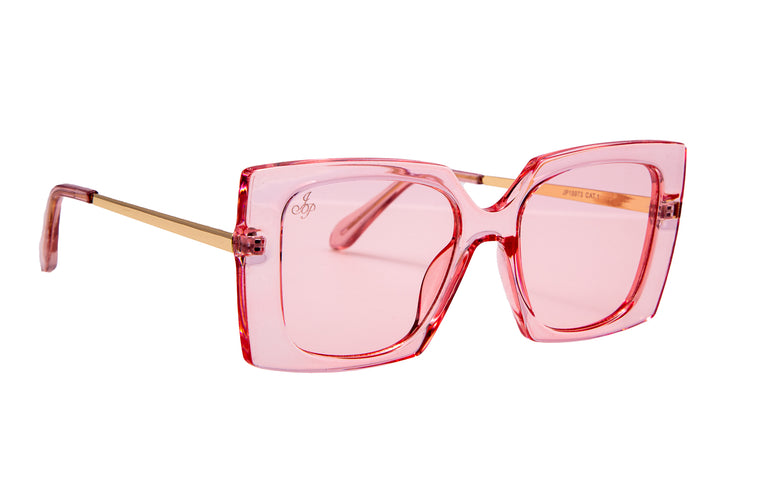 SQUARE PINK FRAME WITH METAL TEMPLES