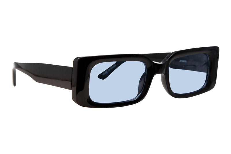 BLACK RECTANGLE FRAME WITH BLUE LENSES