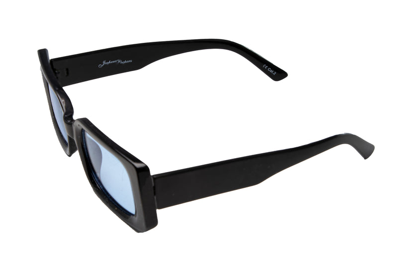 BLACK RECTANGLE FRAME WITH BLUE LENSES